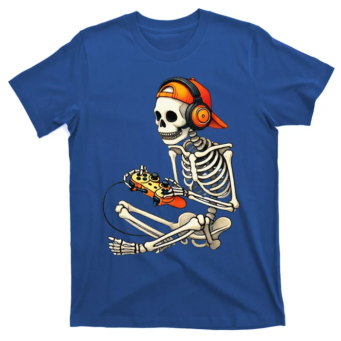 Halloween Skeleton Gamer Video Gaming T-Shirt