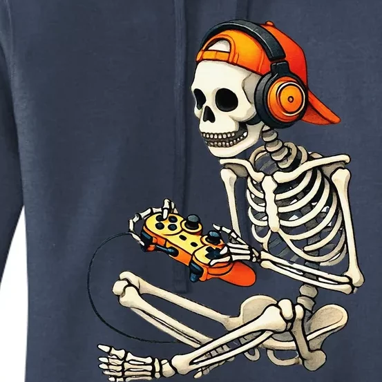 Halloween Skeleton Gamer Video Gaming Women's Pullover Hoodie