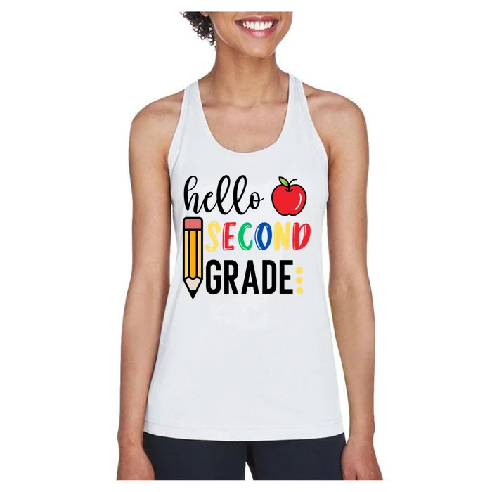 Hello Second Grade Team 2Nd Grade Back To School Teacher Funny Gift Women's Racerback Tank