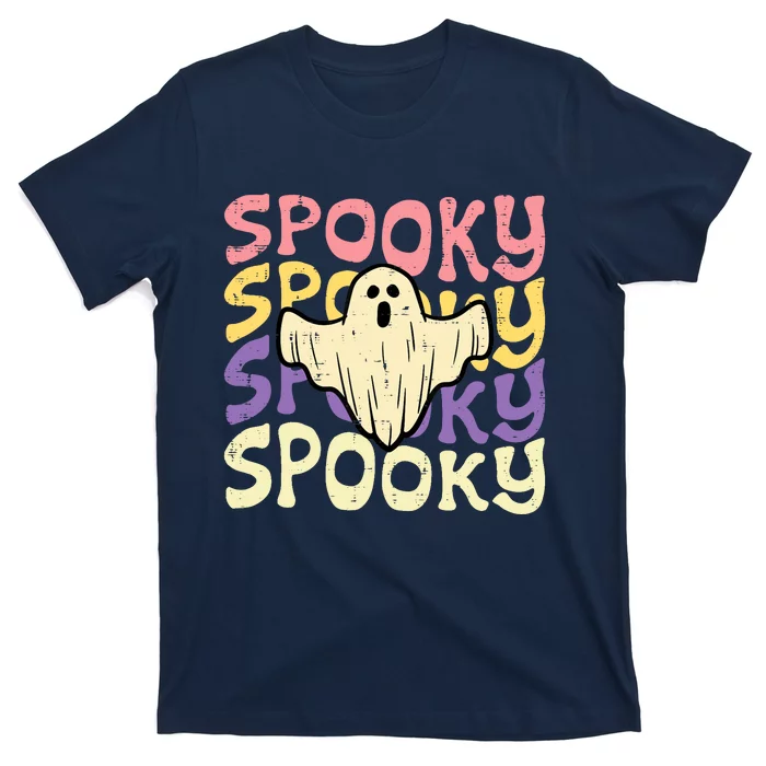 Halloween Spooky Ghost Retro Groovy Costume Wo Girl T-Shirt