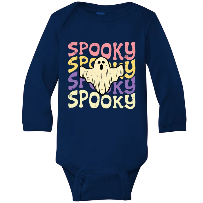 Halloween Spooky Ghost Retro Groovy Costume Wo Girl Baby Long Sleeve Bodysuit