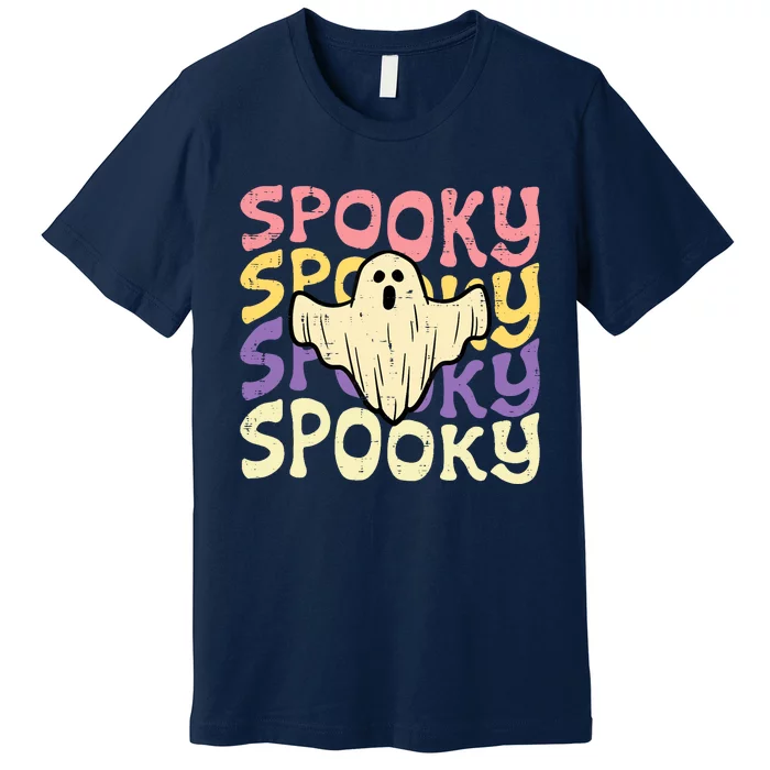 Halloween Spooky Ghost Retro Groovy Costume Wo Girl Premium T-Shirt