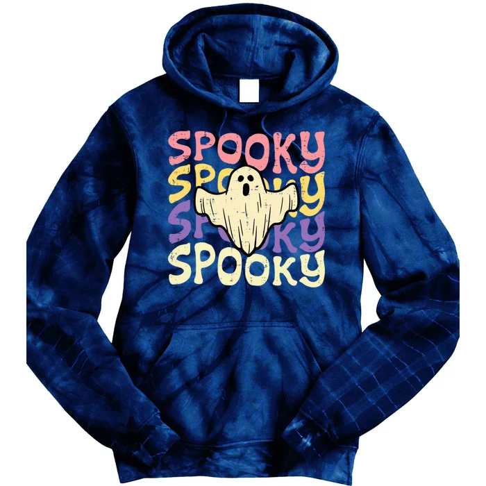 Halloween Spooky Ghost Retro Groovy Costume Wo Girl Tie Dye Hoodie