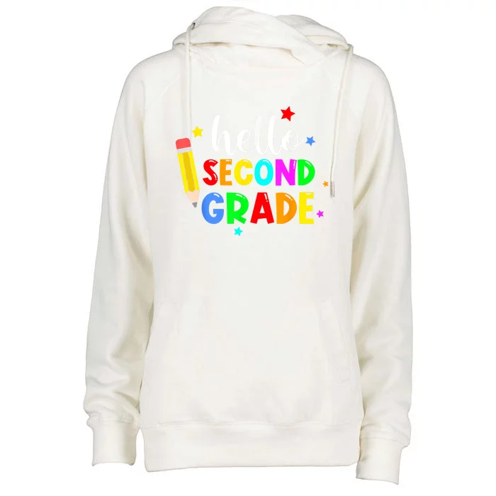 Hello Second Grade Welcome Back To School Teacher Gift Womens Funnel Neck Pullover Hood