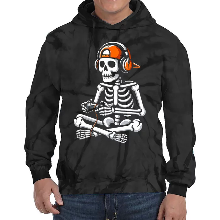 Halloween Skeleton Gamer Gaming Tie Dye Hoodie