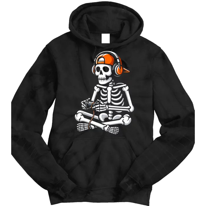 Halloween Skeleton Gamer Gaming Tie Dye Hoodie