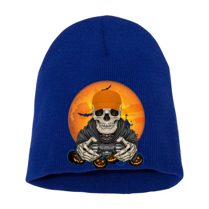 Halloween Skeleton Gamer Video Game Lover Gift Short Acrylic Beanie