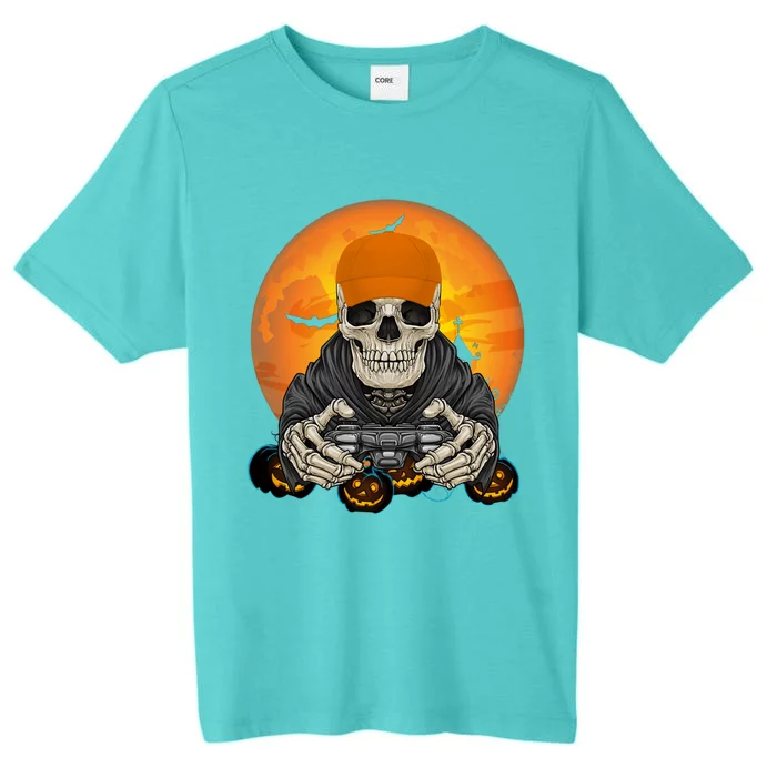 Halloween Skeleton Gamer Video Game Lover Gift ChromaSoft Performance T-Shirt