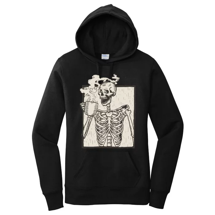 HALLOWEEN SKULL GRAPHIC PRINT FLEECE OVERSIZED Women's Pullover Hoodie