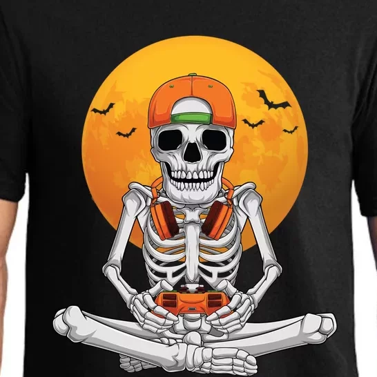 Halloween Skeleton Gamer Video Gaming Teens Funny Gift Pajama Set