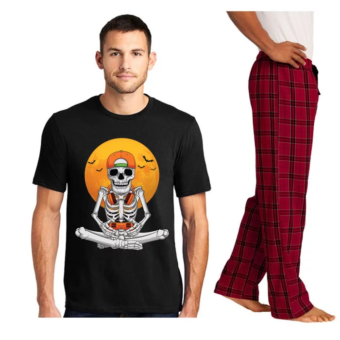 Halloween Skeleton Gamer Video Gaming Teens Funny Gift Pajama Set