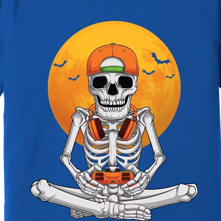 Halloween Skeleton Gamer Video Gaming Teens Funny Gift Premium T-Shirt