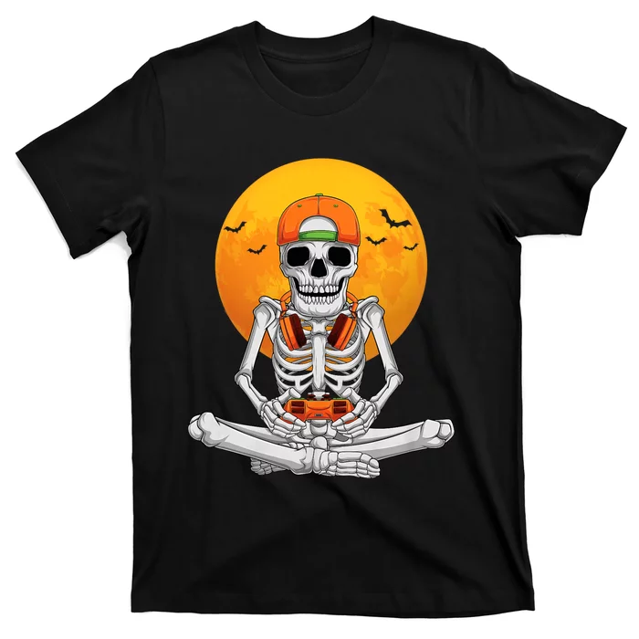 Halloween Skeleton Gamer Video Gaming Boy Teens T-Shirt