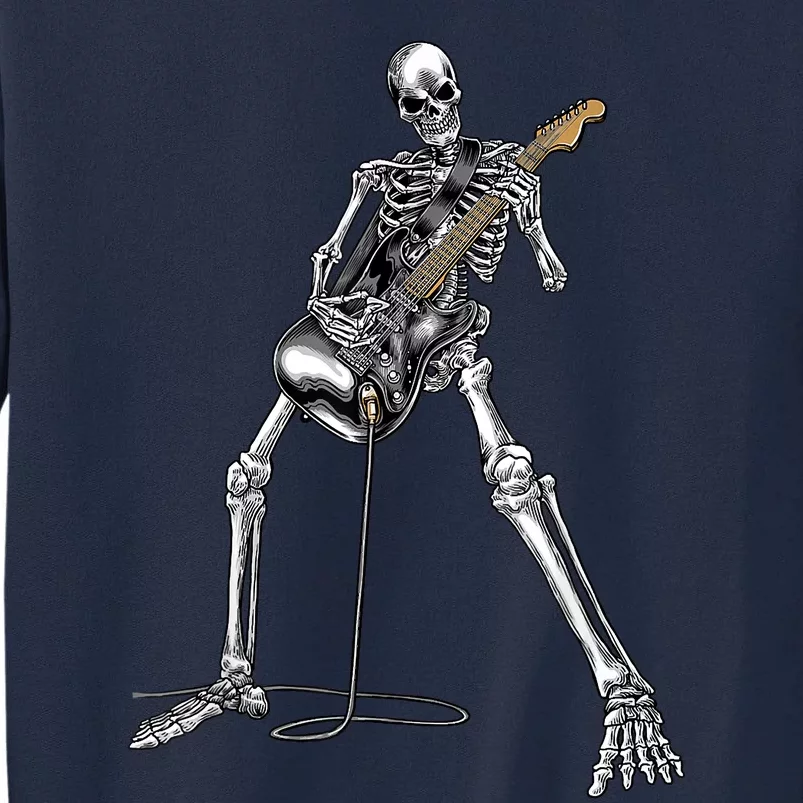 Happy Skeleton Guitar Guy Spooky Halloween Rock Band Concert Tall Sweatshirt