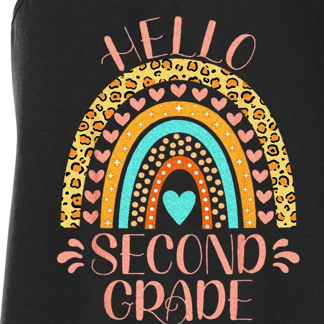 Hello Second Grade 2nd Grade Teacher Back To School Women's Racerback Tank