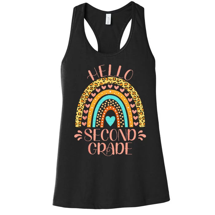 Hello Second Grade 2nd Grade Teacher Back To School Women's Racerback Tank