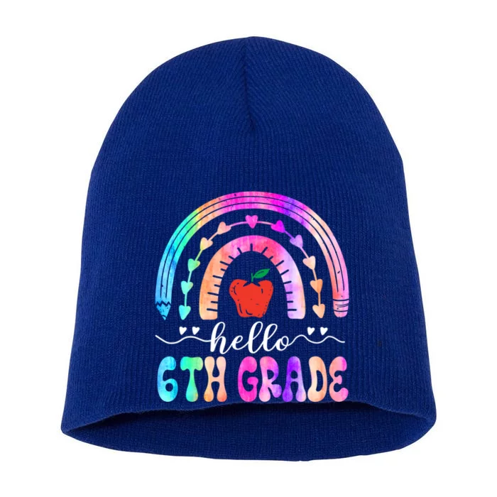 Hello Sixth Grade Back To School 6Th Grade Squad Teacher Great Gift Short Acrylic Beanie