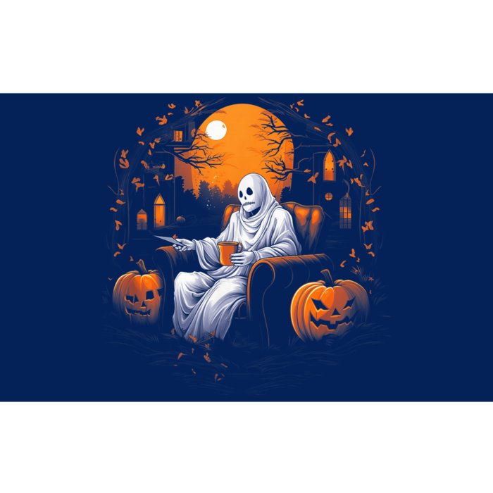 Halloween Scary Ghost Reading Book Sofa Book Worm  Wo Bumper Sticker