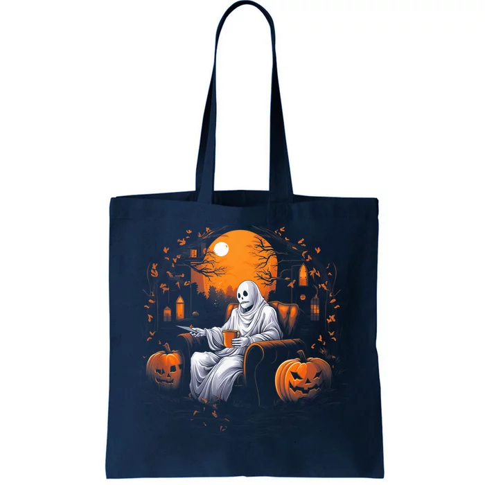 Halloween Scary Ghost Reading Book Sofa Book Worm  Wo Tote Bag