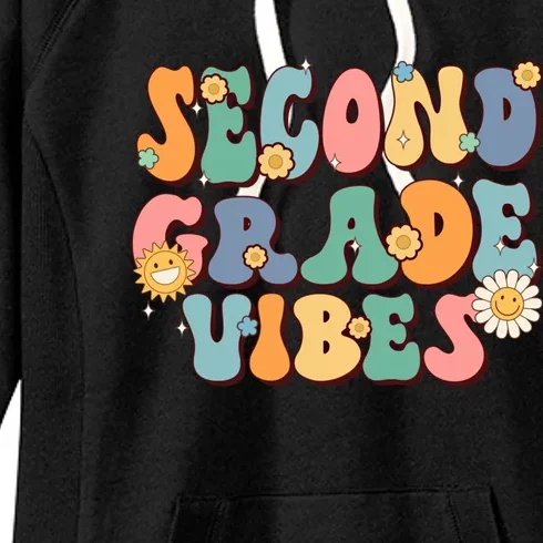 Hippie Second Grade Vibes Retro Groovy First Day Of School Gift Women's Fleece Hoodie