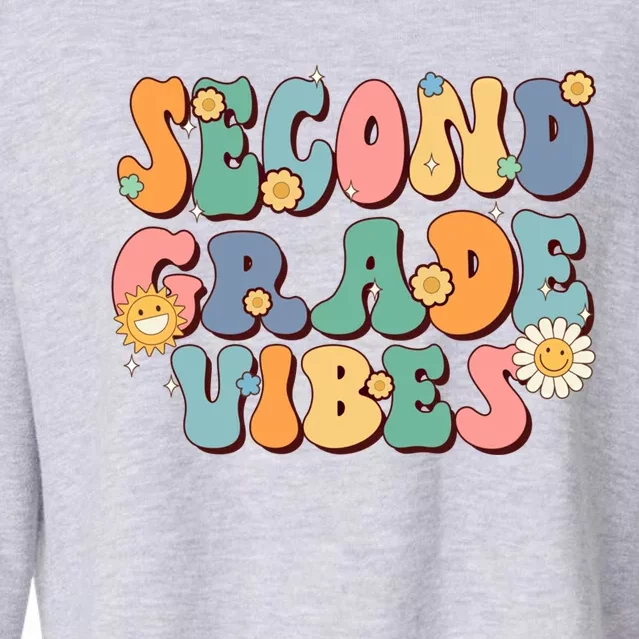 Hippie Second Grade Vibes Retro Groovy First Day Of School Gift Cropped Pullover Crew