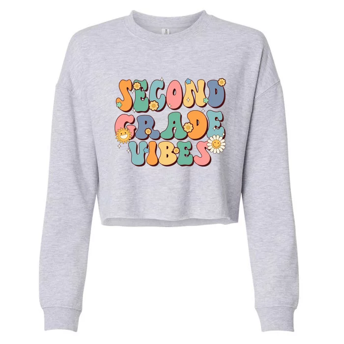 Hippie Second Grade Vibes Retro Groovy First Day Of School Gift Cropped Pullover Crew