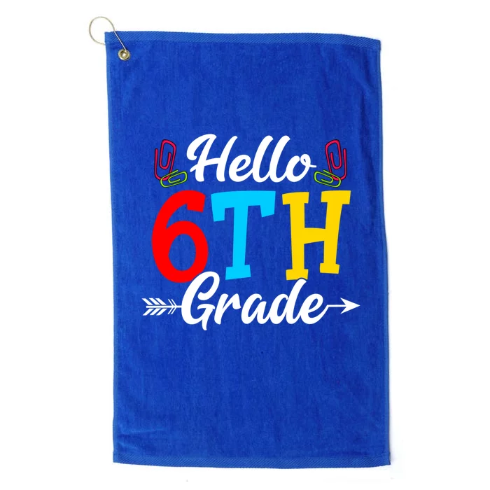 Hello Sixth Grade Happy First Day Of School Student Great Gift Platinum Collection Golf Towel