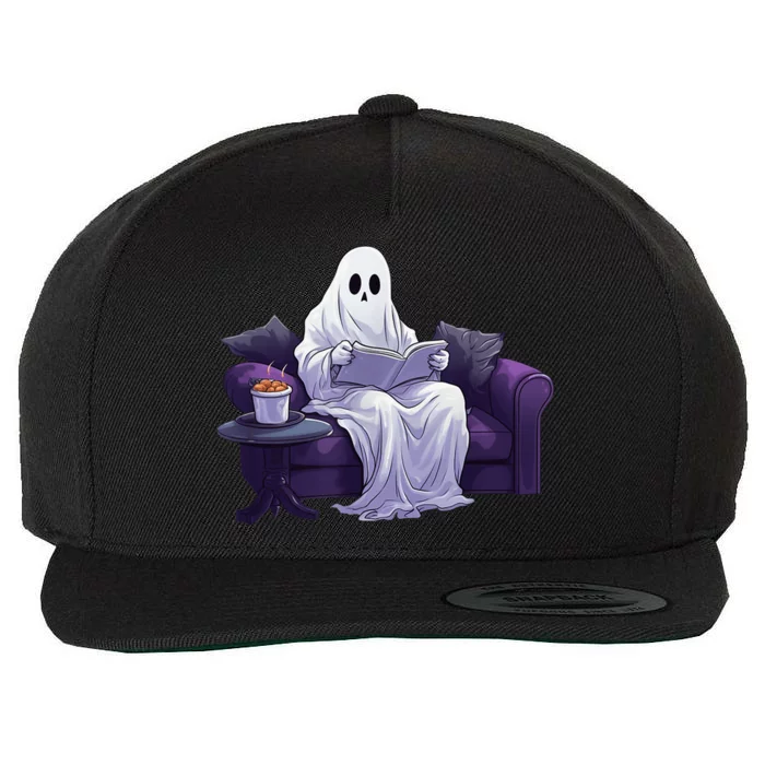 Halloween Scary Ghost Reading Book Sofa Book Worm  Wo Wool Snapback Cap