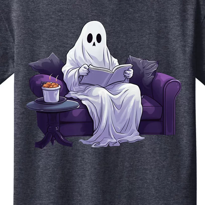 Halloween Scary Ghost Reading Book Sofa Book Worm  Wo Kids T-Shirt