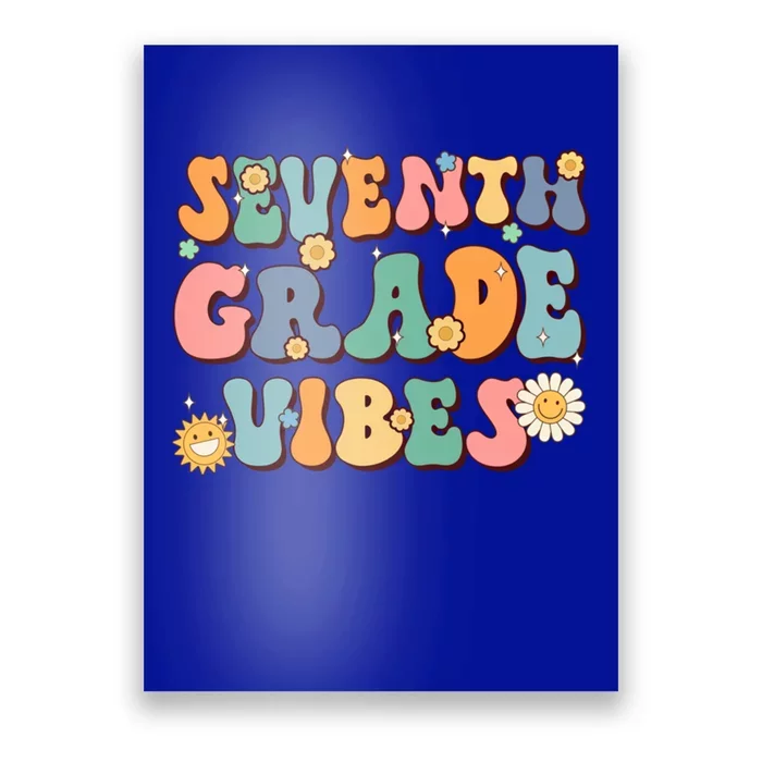 Hippie Seventh Grade Vibes Retro Groovy First Day Of School Cute Gift Poster