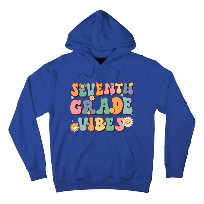 Hippie Seventh Grade Vibes Retro Groovy First Day Of School Cute Gift Tall Hoodie