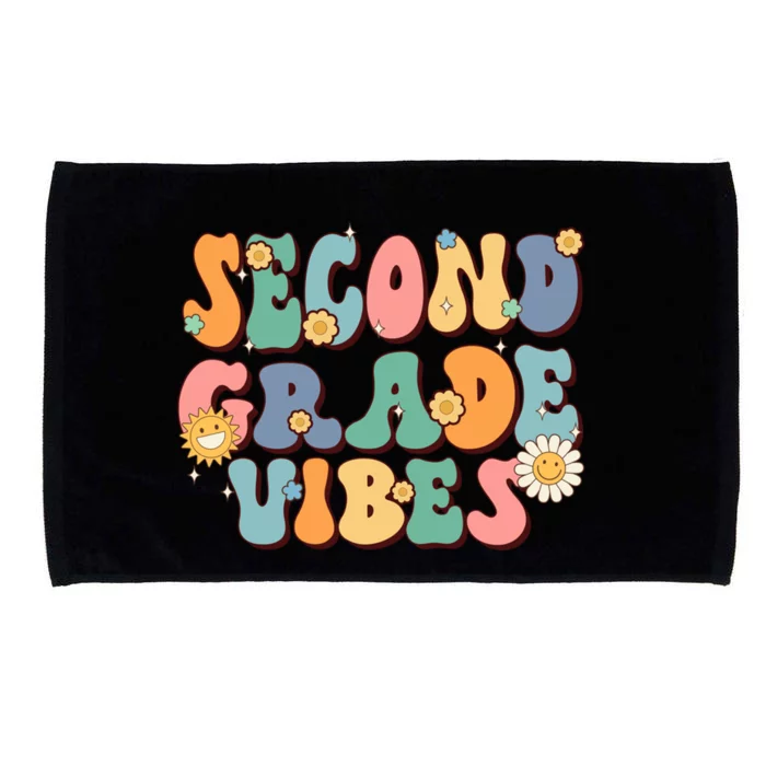 Hippie Second Grade Vibes Retro Groovy First Day Of School Great Gift Microfiber Hand Towel