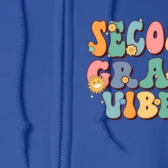 Hippie Second Grade Vibes Retro Groovy First Day Of School Great Gift Full Zip Hoodie