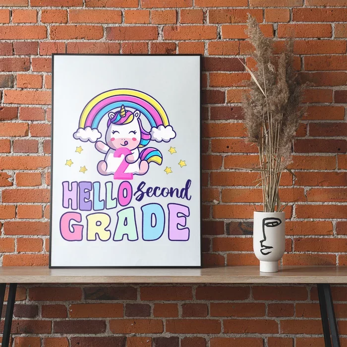 Hello Second Grade Unicorn Back To School Poster