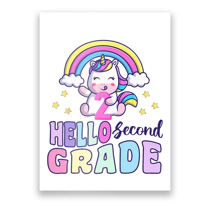 Hello Second Grade Unicorn Back To School Poster