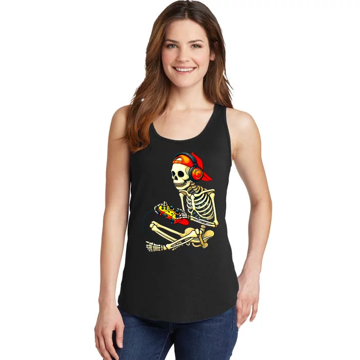 Halloween Skeleton Gamer Video Gaming Tees Ladies Essential Tank