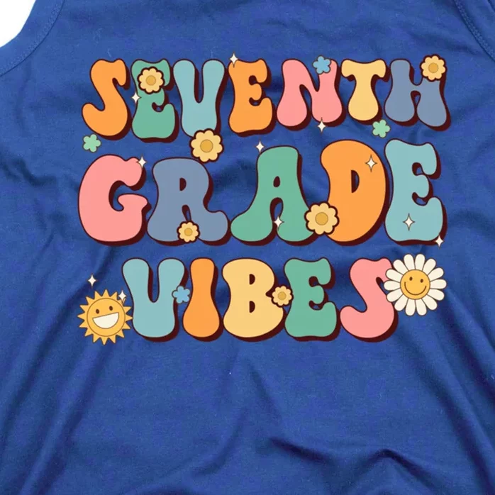 Hippie Seventh Grade Vibes Retro Groovy First Day Of School Gift Tank Top