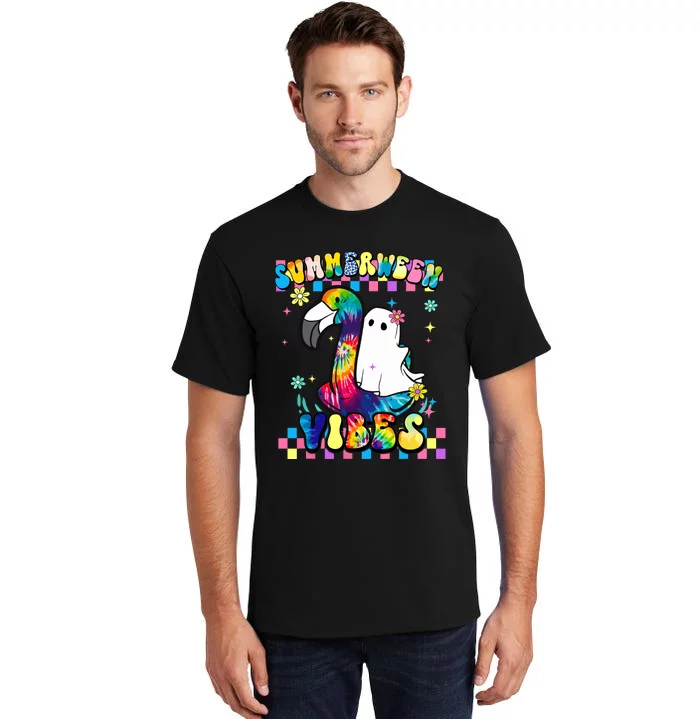 Halloween Summerween Ghost On A Pool Funny Spooky Summer Tall T-Shirt