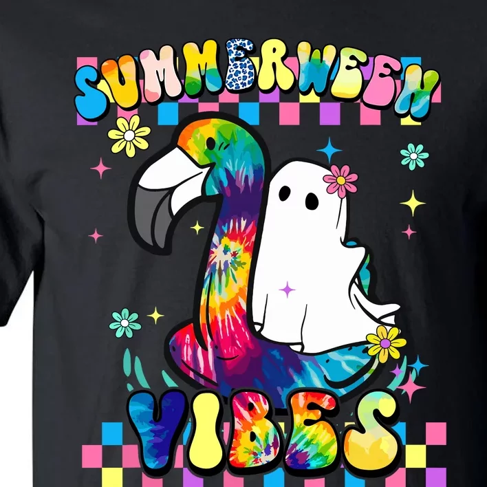 Halloween Summerween Ghost On A Pool Funny Spooky Summer Tall T-Shirt