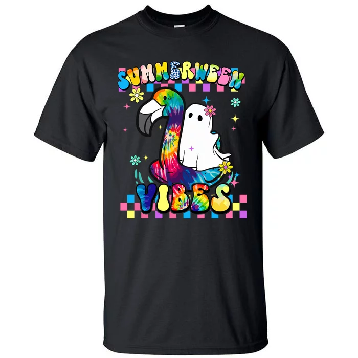 Halloween Summerween Ghost On A Pool Funny Spooky Summer Tall T-Shirt