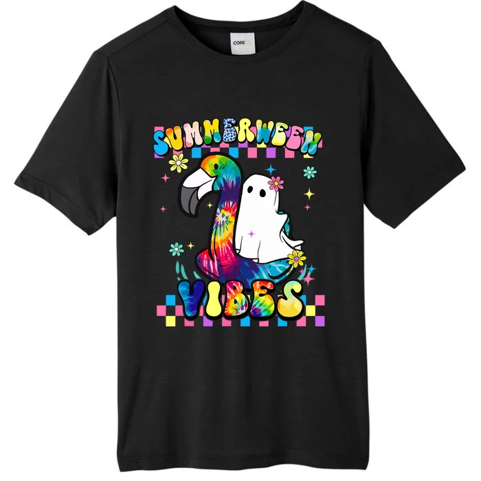 Halloween Summerween Ghost On A Pool Funny Spooky Summer ChromaSoft Performance T-Shirt