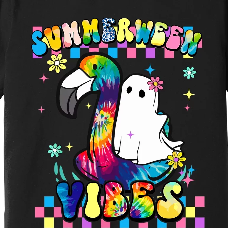 Halloween Summerween Ghost On A Pool Funny Spooky Summer Premium T-Shirt