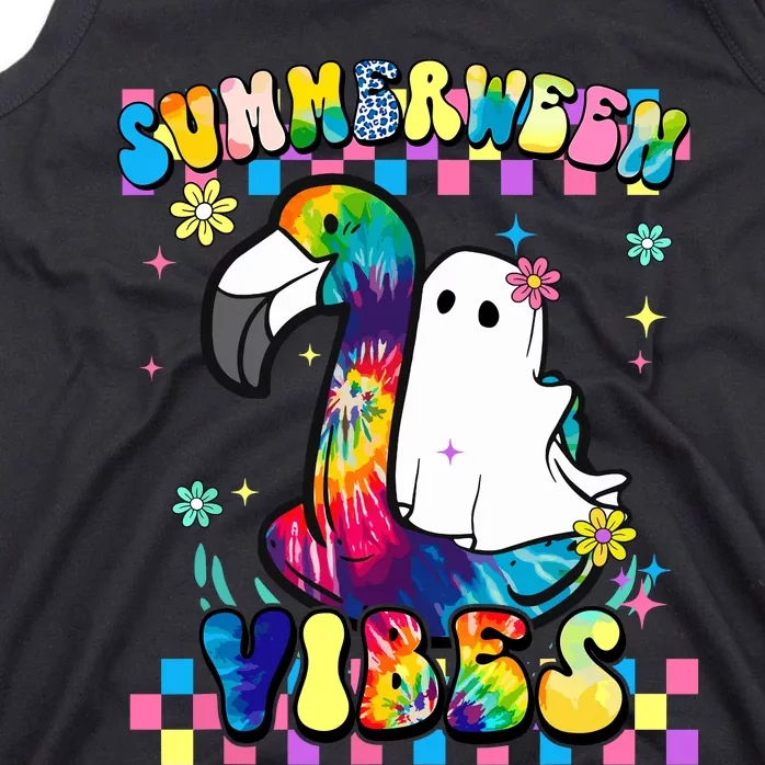 Halloween Summerween Ghost On A Pool Funny Spooky Summer Tank Top