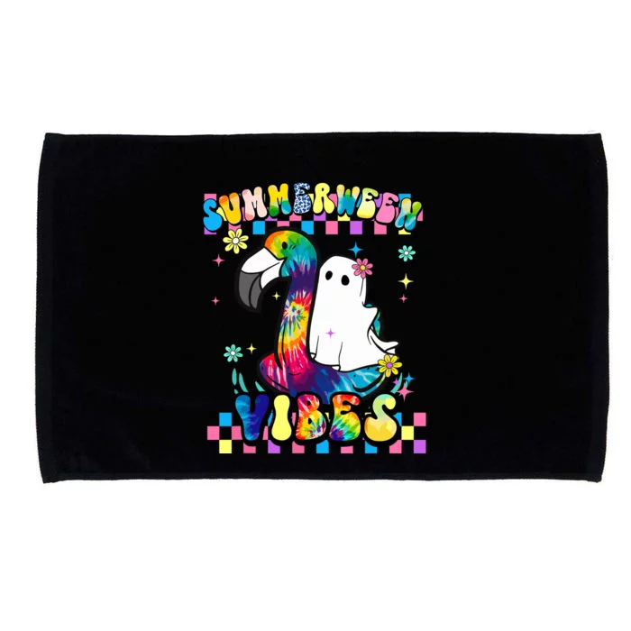 Halloween Summerween Ghost On A Pool Funny Spooky Summer Microfiber Hand Towel