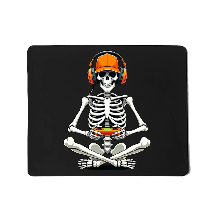 Halloween Skeleton Gamer Video Gaming Mousepad