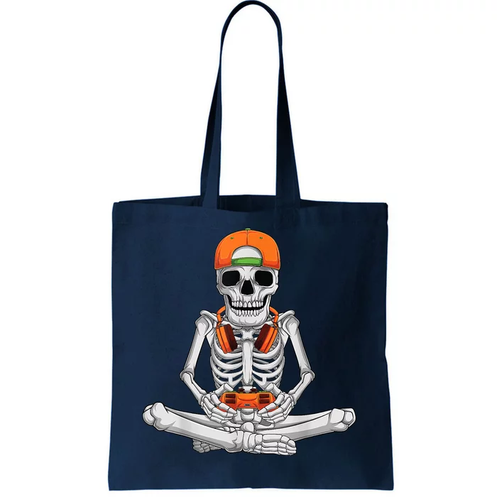 Halloween Skeleton Gamer Video Gaming Boys Tote Bag