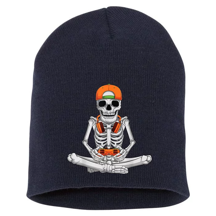 Halloween Skeleton Gamer Video Gaming Boys Short Acrylic Beanie