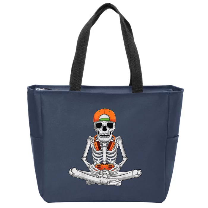 Halloween Skeleton Gamer Video Gaming Boys Zip Tote Bag