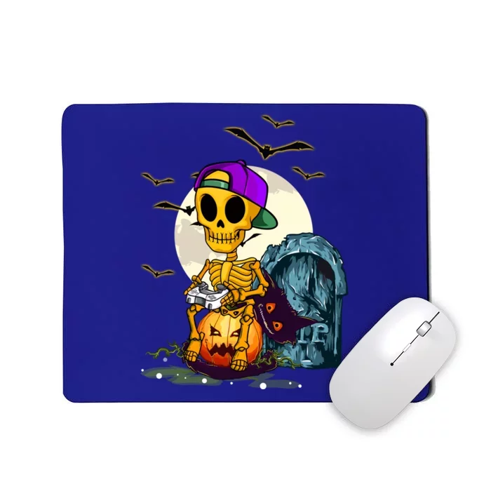 Halloween Skeleton Gamer Funny Halloween Tee For Game Lovers Cute Gift Mousepad