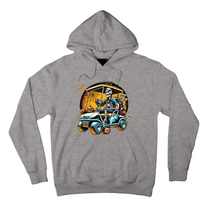 Halloween Skeleton Golf Cart Golfer Tall Hoodie